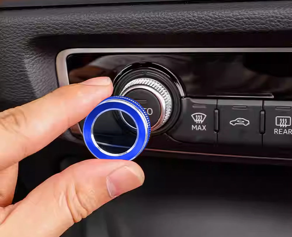3-Piece Blue Aluminum AC Climate Control Knob Covers for Audi 2015-2020 A3 & 2019-Up Q3 - Upgrade Interior & Prevent Scratches
