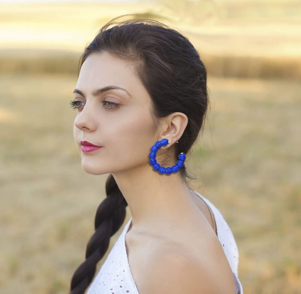 Handmade Rattan Hoop Earrings for Women - Bohemian Woven Straw Wicker Dangle Earrings, Summer Beach Jewelry | Perfect for Vacation, Festival, and Boho Chic Outfits