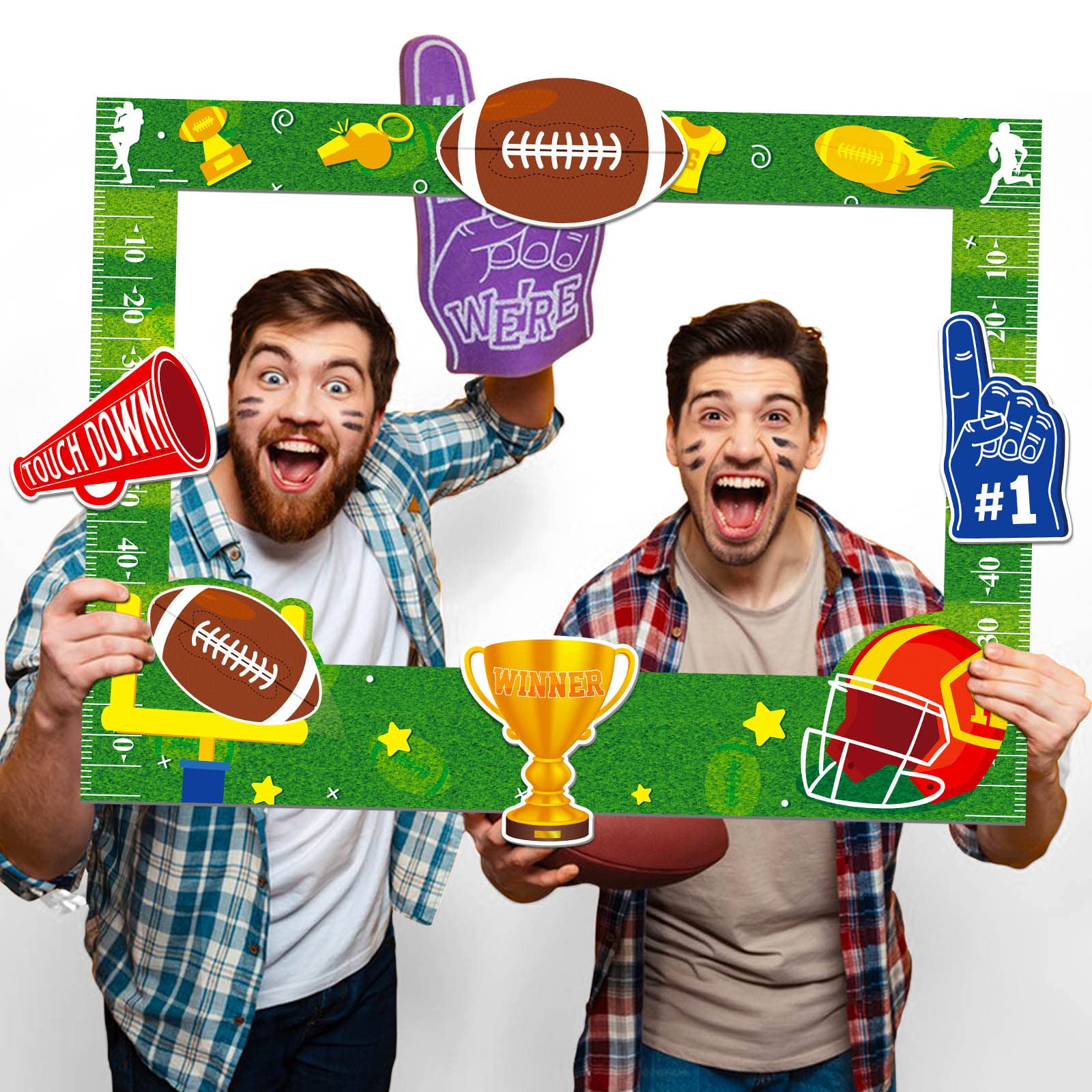Super Bowl Game Photo Frame - Large Football Sport Party Decorations, Game Day Supplies for Super Bowl Parties & Tailgating