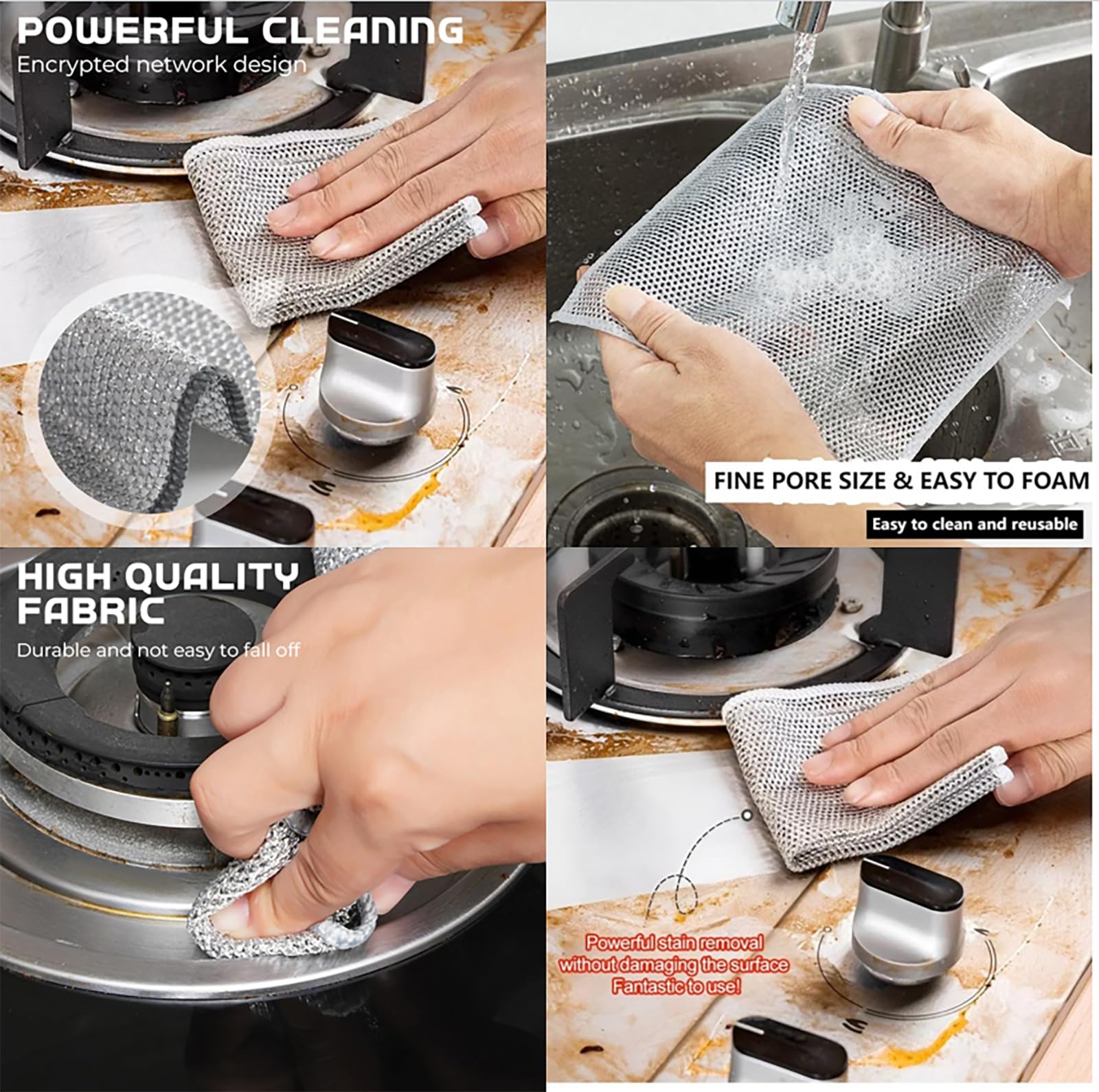 **2024 Premium Reusable Metal Scrubbing Pads – Multipurpose Wire Dishwashing Rags for Wet & Dry Cleaning – Durable Kitchen Sponge for Cooktops, Pots & Pans – Ideal for Home, Restaurant & Outdoor Cooking**