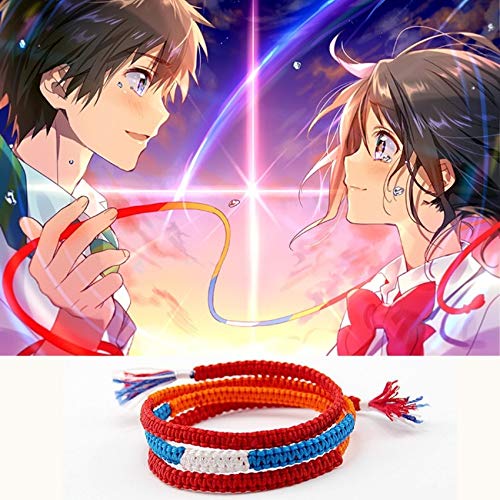 Regeek Kimi No Na Wa Anime Braided Rope Bracelet - Red Boho Friendship Wrap Bracelet for Women, Best Friend Gift, Harajuku Style Japanese Jewelry (ABL017) | Perfect for Cosplay, Anime Conventions & Everyday Boho Fashion