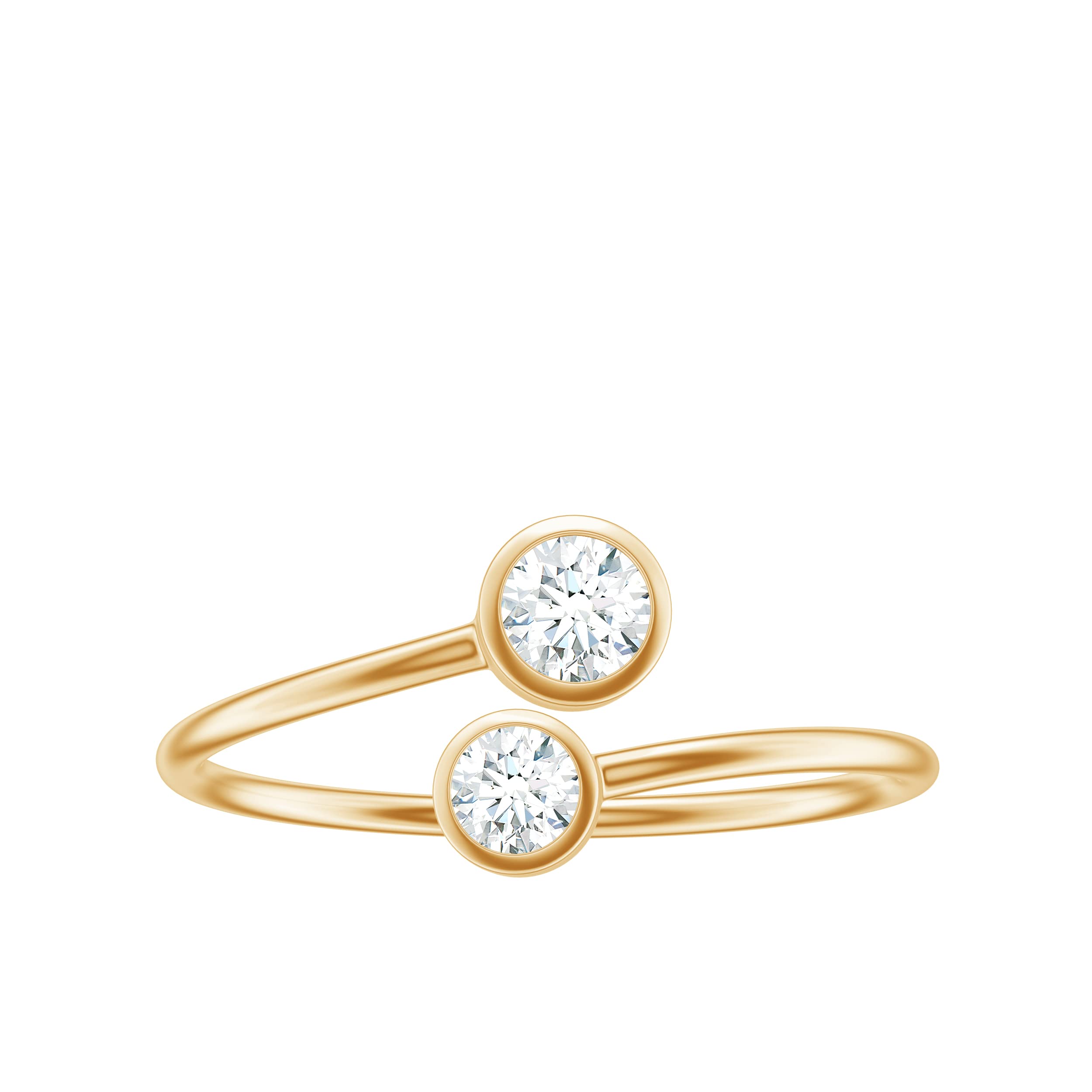 1/4 CT Natural Diamond & 14K Solid Gold Two Stone Ring for Women - Elegant Diamond Promise Ring, Simple Bypass Design - Perfect for Engagements, Anniversaries & Special Occasions