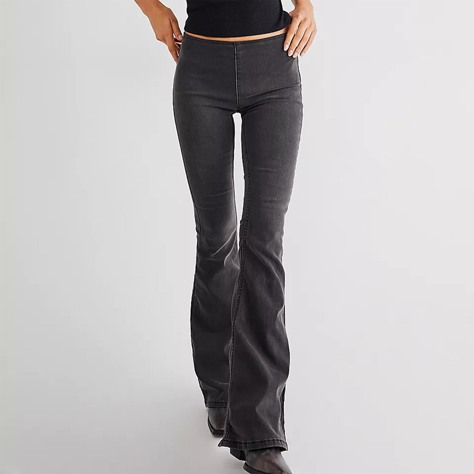 Women's Stretch High Waist Bell Bottom Bootcut Jeans - Y2K Sexy Flare Denim Pants with Elastic Pull On Design | Perfect for Casual Outfits, Retro Fashion & Night Out Looks