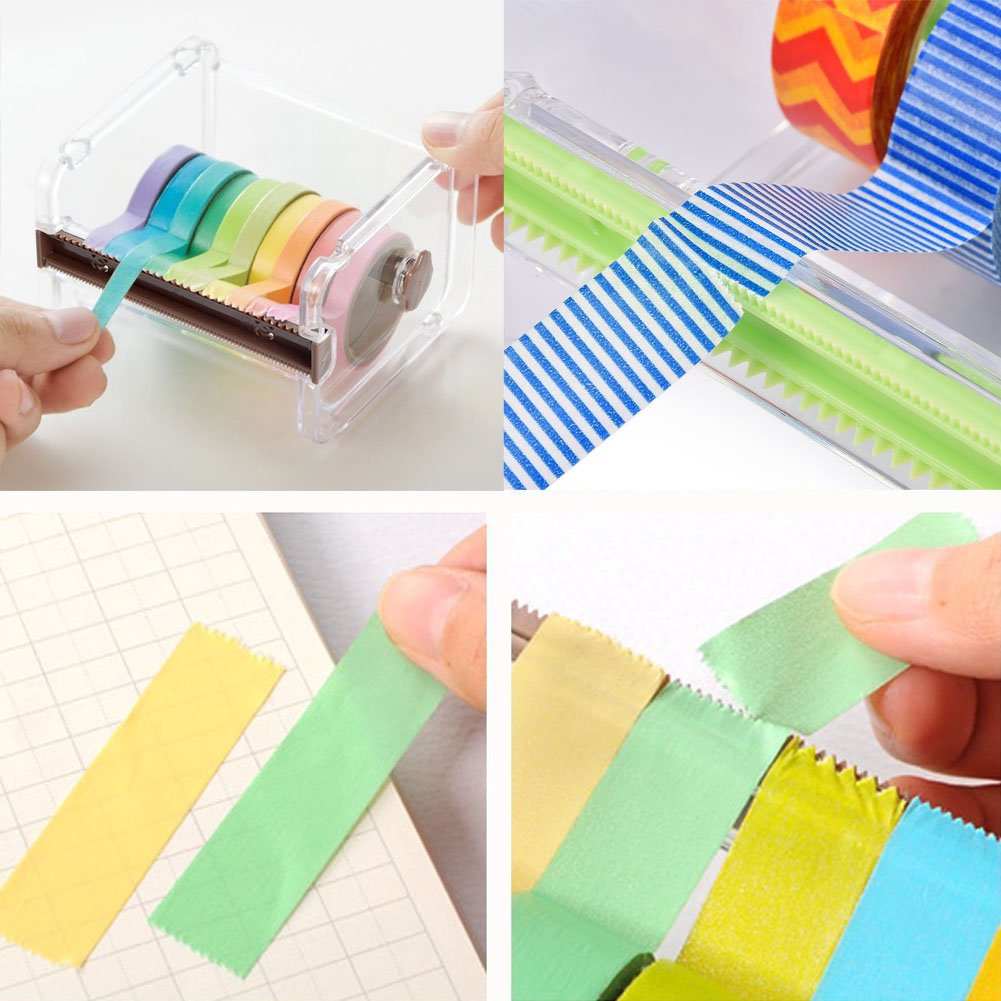 2-Pack Yellow Washi Tape Dispenser and Cutter - Desktop Tape Holder Organizer for DIY, Scrapbooking, and Crafting - Perfect for Office, School, and Home Organization
