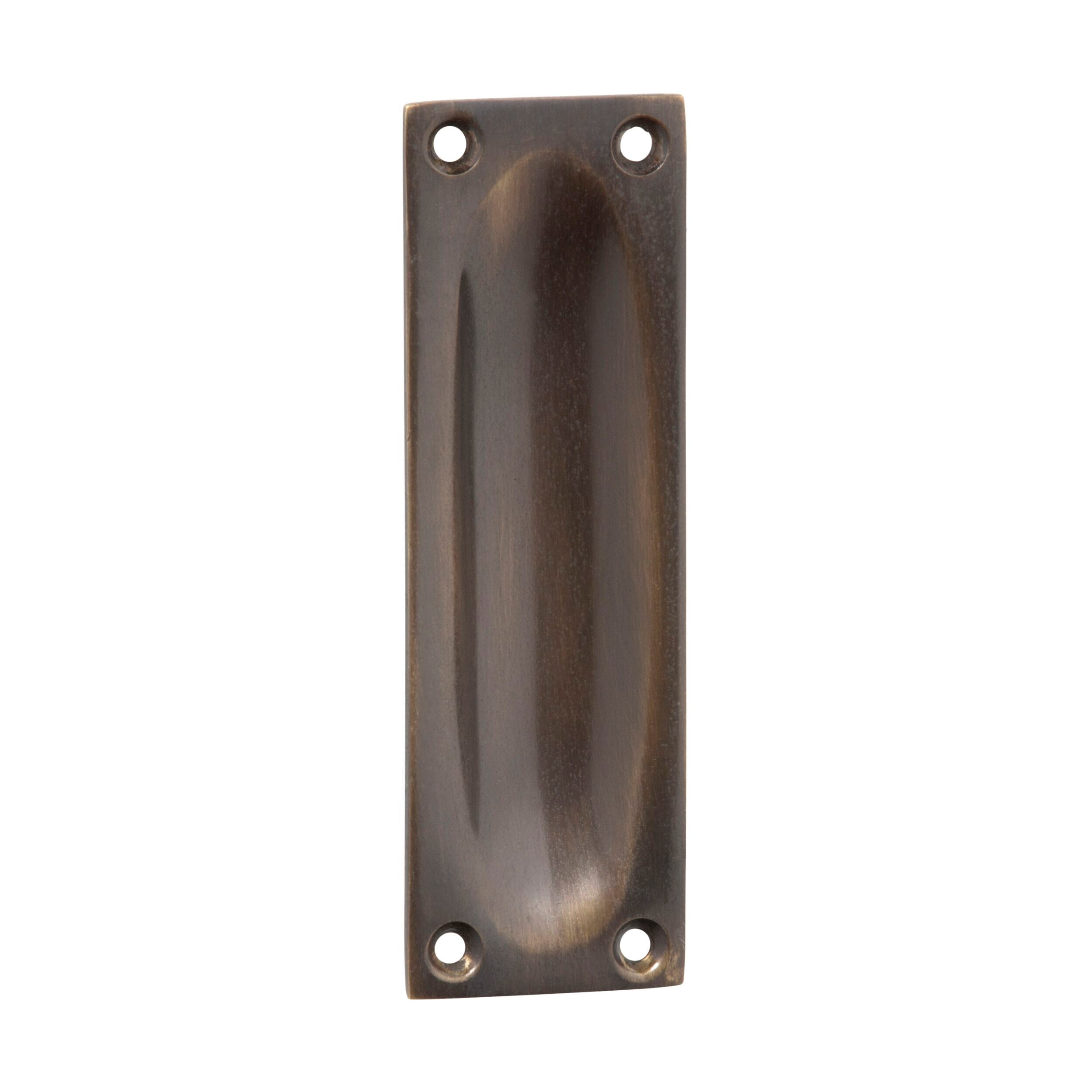 Vintage Antique Brass Sliding Door Pull Handle - Classic Small Design (88mm x 28mm) for Closet, Cabinet & Barn Doors - Elegant Hardware for Home & Office Decor