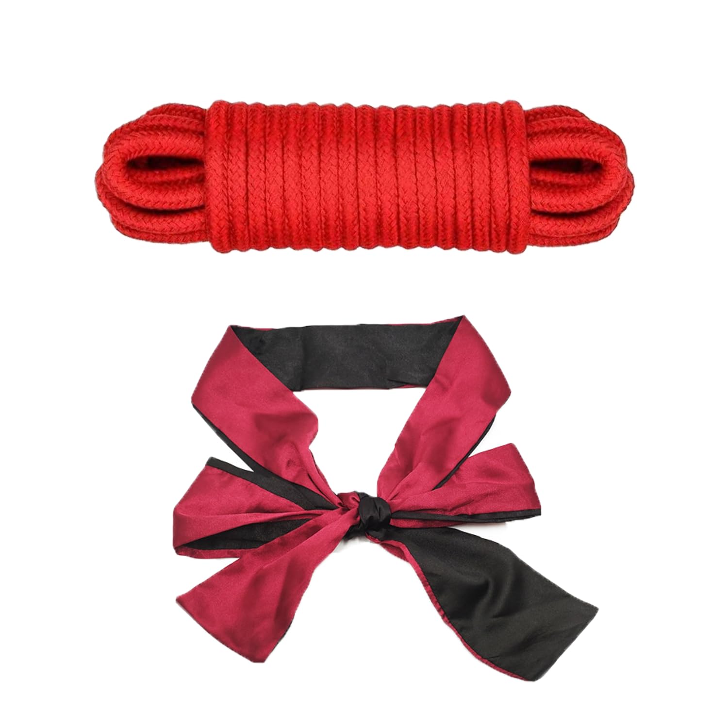 Premium BDSM Bondage Set for Couples - 1Pcs Soft Bondage Rope & 1Pcs Satin Blindfold - Adult Sex Toys Kit for Women & Men - Perfect for Role Play, Sensory Play & Spicing Up Your Bedroom Adventures