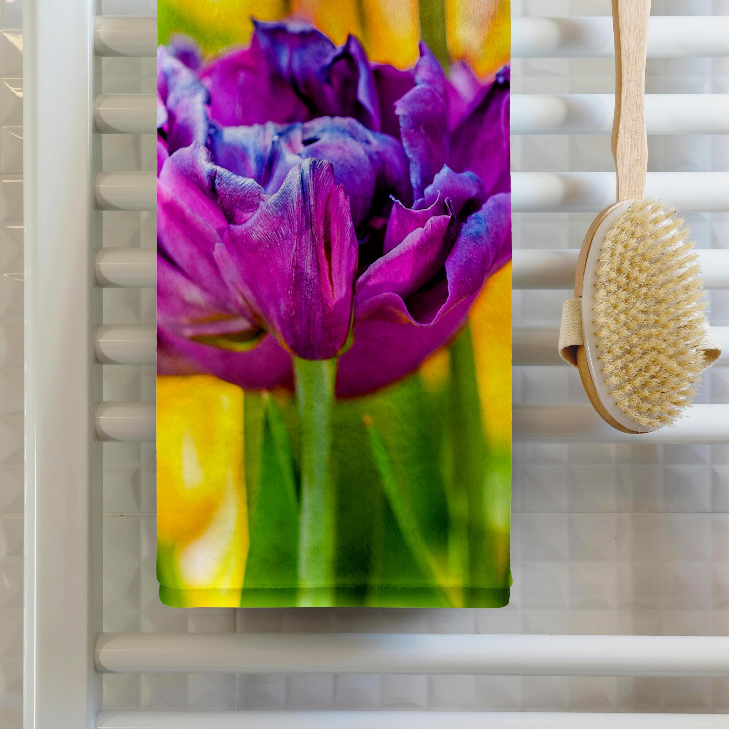 3D Rose Tulips Violet Parrot Flower Towel 15x22 - Home Decor & Gifts