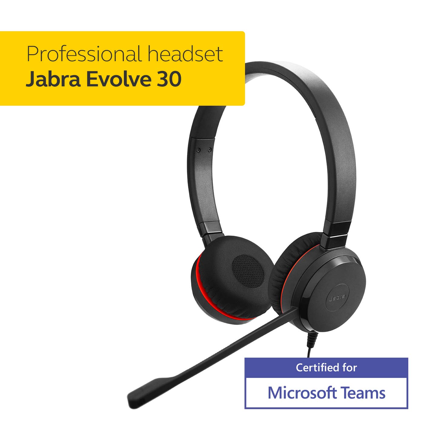 Jabra Evolve 30 II Wireless Headset with Noise Cancelling Mic - Certified Refurbished for Home Office & Remote Work