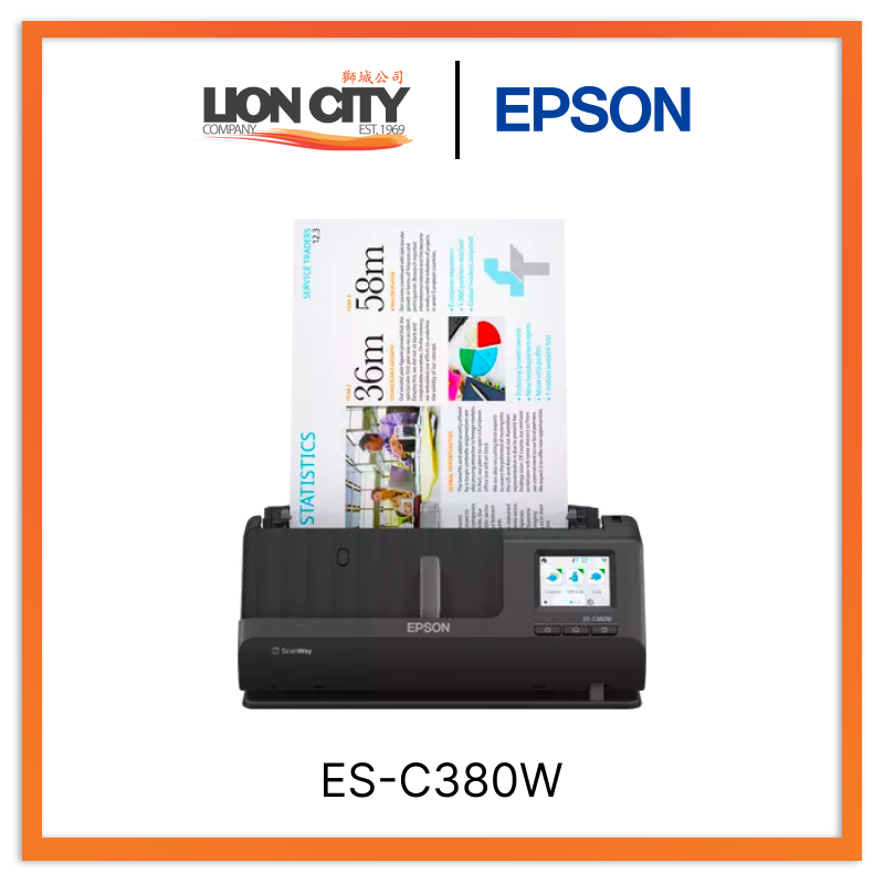 Epson WorkForce ES-C380W Wireless Desktop Scanner with ADF - Fast, Compact Document Scanning for Home & Office Use