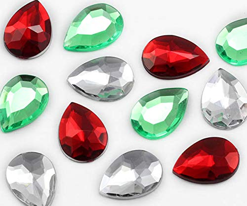 Allstarco 18x13mm Flat Back Teardrop Acrylic Rhinestones - 30 Pieces Red Ruby H103 for Jewelry Making, DIY Crafts, Costume Accessories & Card Decorations - Perfect for Cosplay, Scrapbooking & Gift Embellishments