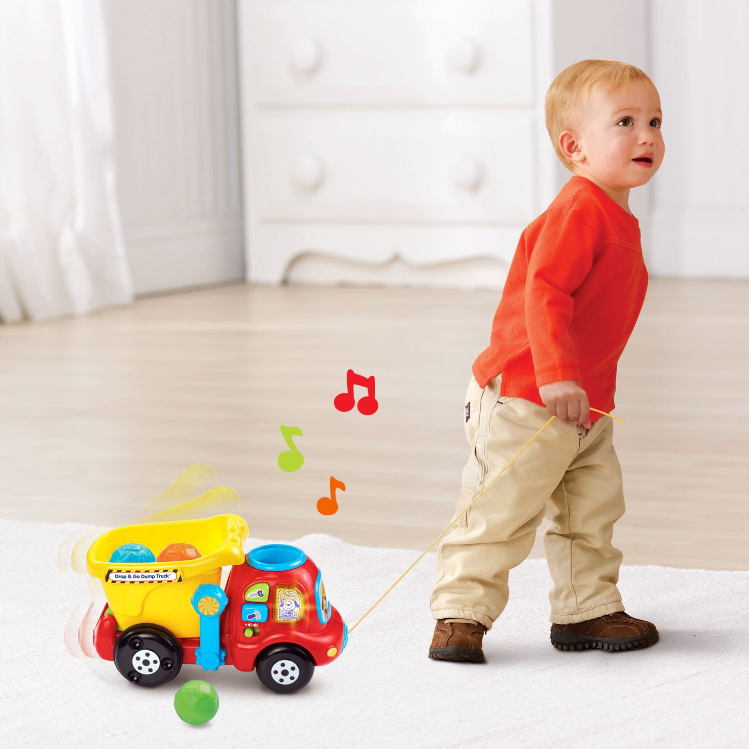 VTech Drop and Go Dump Truck - Interactive Learning Toy for Toddlers, Yellow | STEM Educational Toy for Kids Ages 1-3 | Fun Construction Vehicle for Pretend Play & Early Development