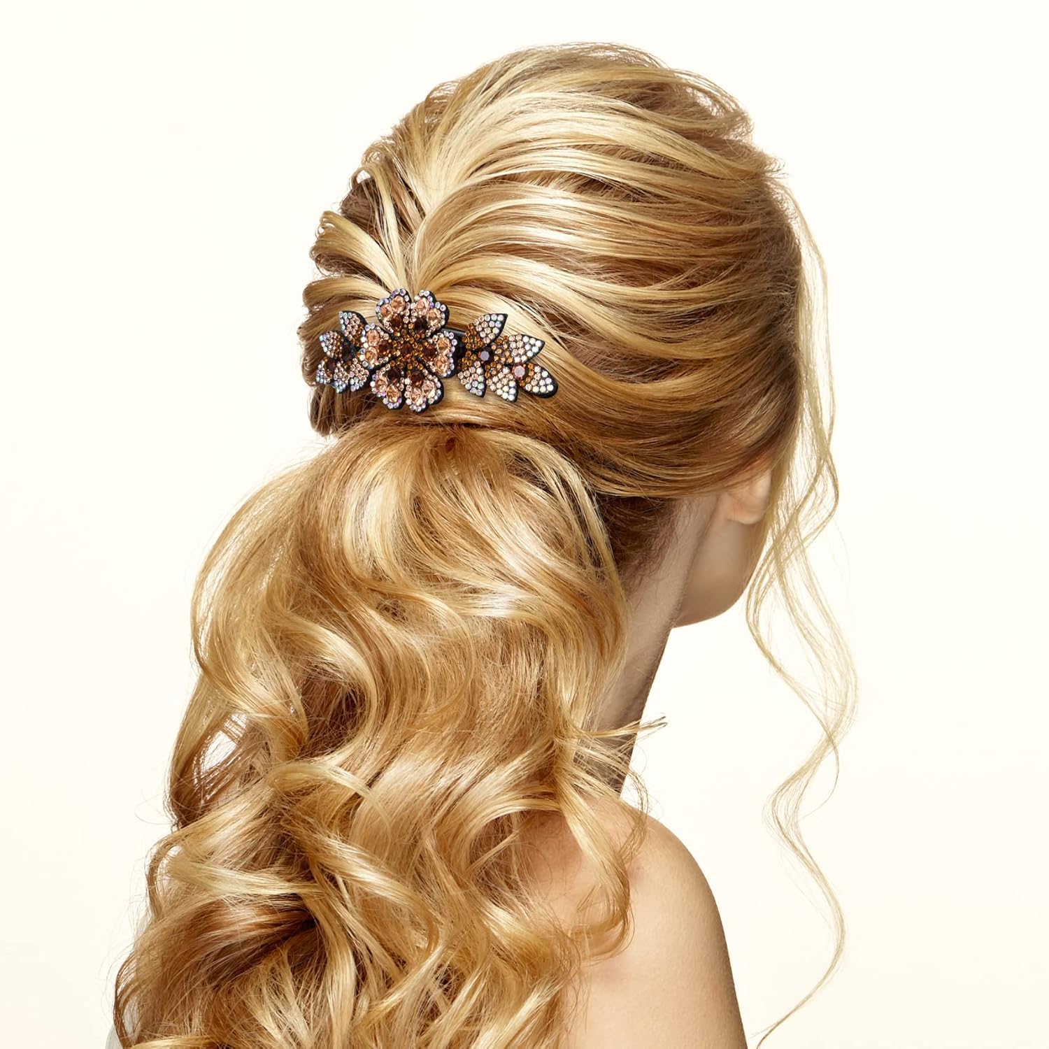 2pcs Vintage Rhinestone Flower Hair Side Combs - Bridal Headpieces, Hair Pins & Clips for Women & Girls - Perfect for Weddings, Prom, Parties & Daily Use