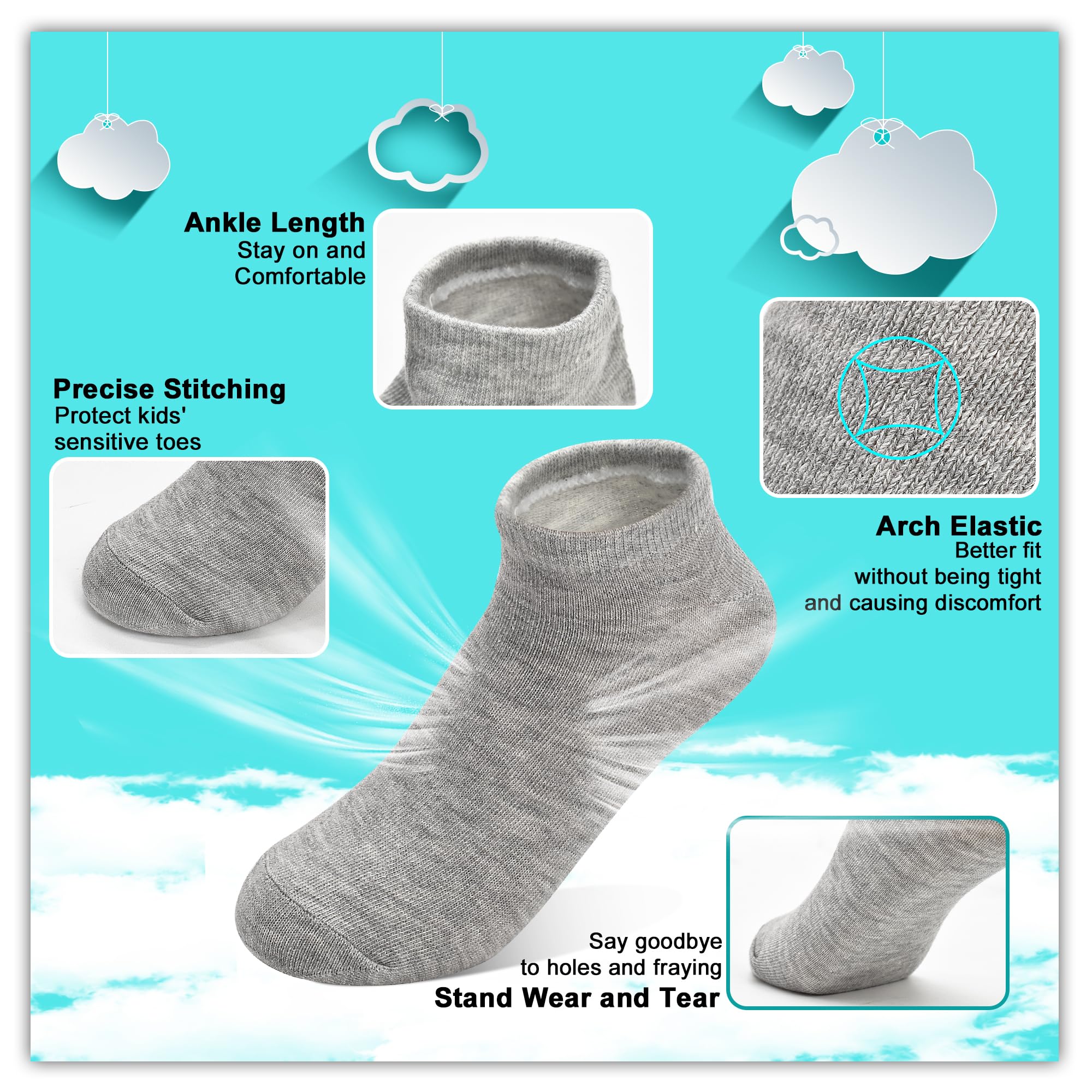 30 Pairs Toddler Socks for Boys & Girls 1-14 Years - Low Cut No Show Ankle Socks for Kids - Soft Breathable Baby Children Socks Set - Perfect for School, Play & Everyday Wear