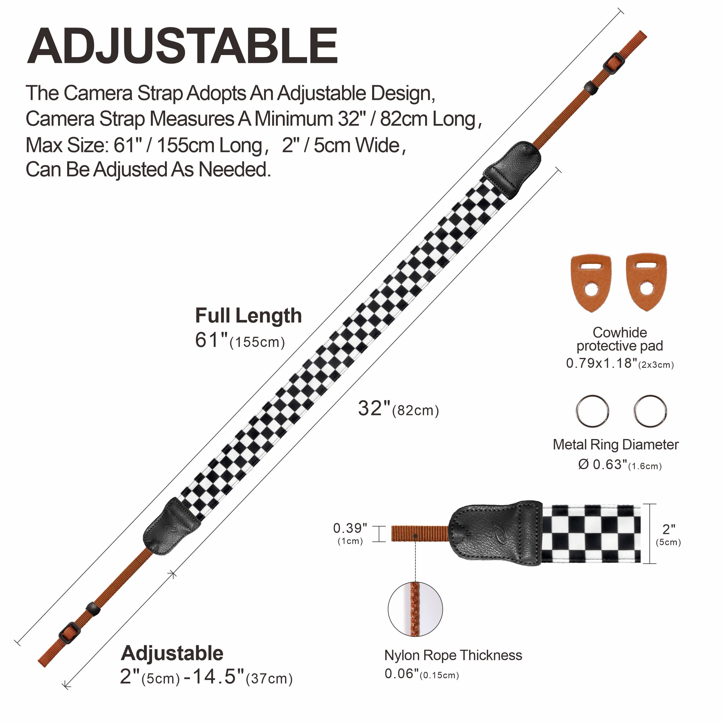 **Padwa Lifestyle Black & White Plaid Camera Strap – 2
