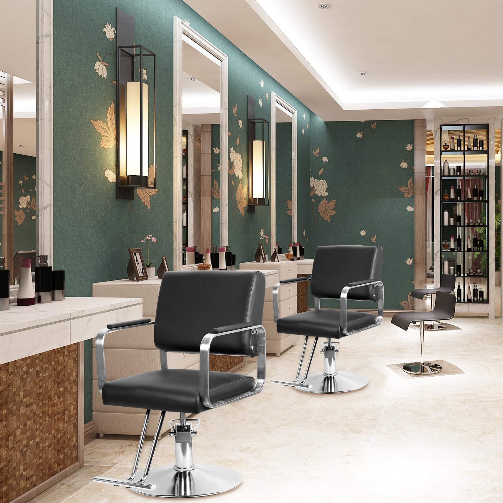 Professional Hydraulic Barber Chair for Salon & Home Use - Heavy Duty 330 lbs Capacity, Height Adjustable Styling Chair for Hairdressers, Beauty Spa & Barber Shops - Durable Black Salon Chair with Smooth Bearing System (Perfect for Hair Cutting, Styling, Shampooing & Beauty Treatments)