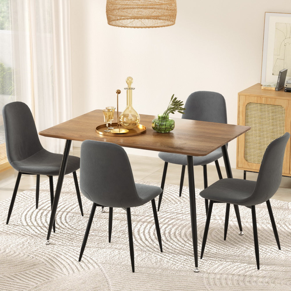 Artiss 5-Piece Grey Metal Dining Table Set with 4 Chairs - Modern Kitchen & Dining Room Furniture for Small Spaces & Apartments