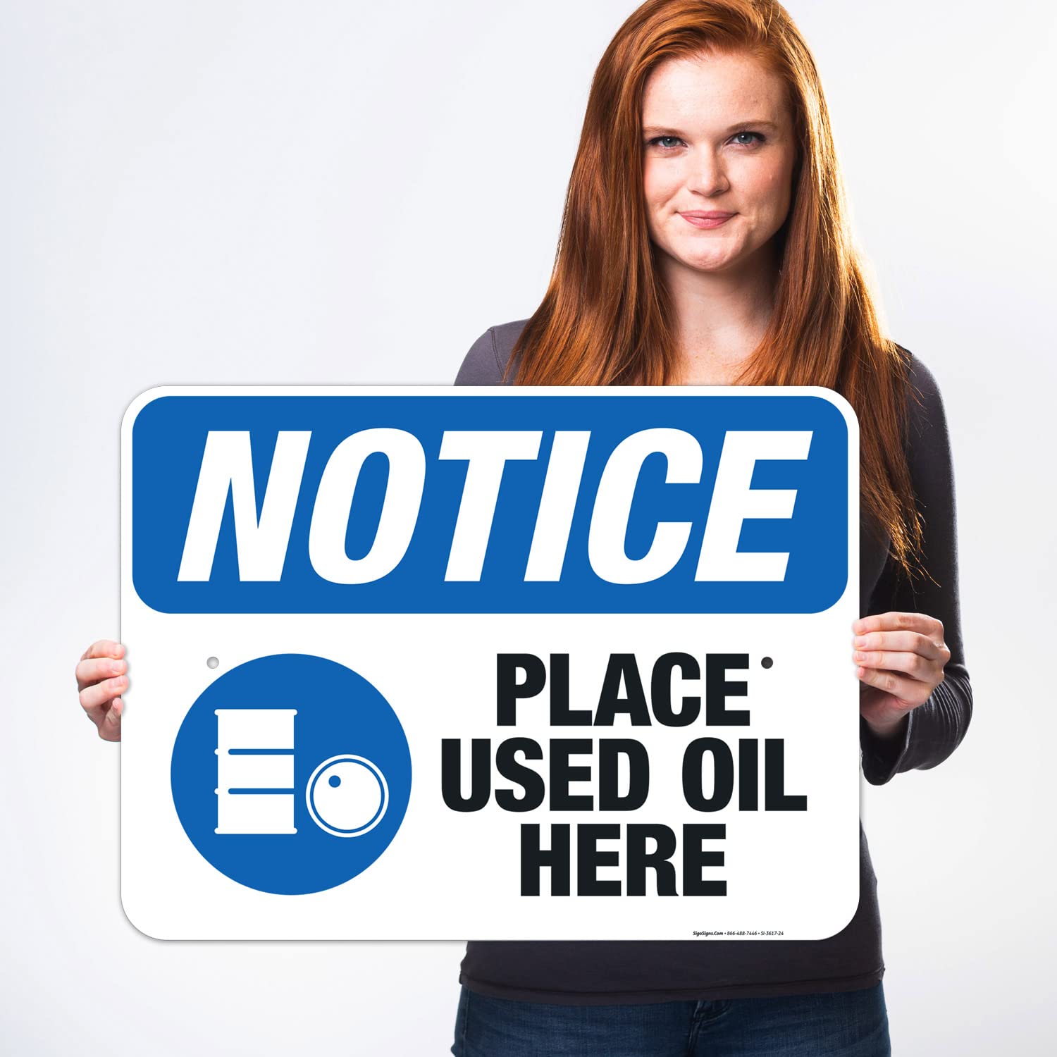 OSHA Compliant 'Place Used Oil Here' Sign - 18x24 Inch Rust-Free Aluminum Safety Sign - Fade Resistant for Indoor/Outdoor Use - Made in USA - Ideal for Automotive Shops, Factories & Hazardous Waste Areas