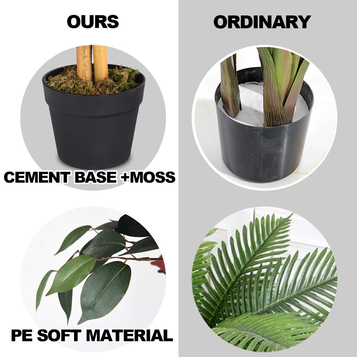 COSTWAY 4Ft Artificial Ficus Tree in Pot - Fake Green & Red Potted Plant for Home, Office, Lobby Decor - Perfect for Living Room, Bedroom, or Reception Area Decoration