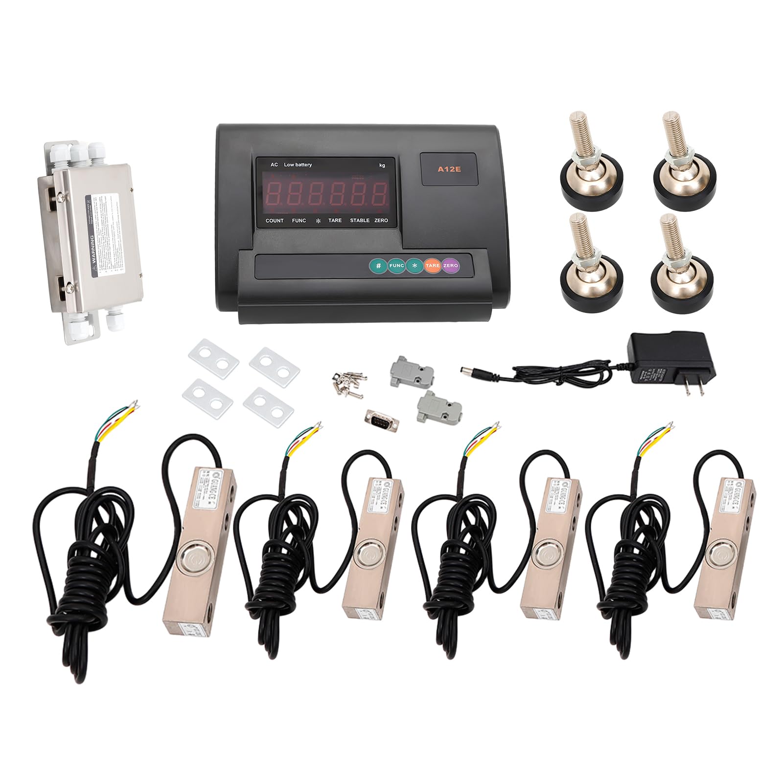 2T Livestock Scale Kit - 4 x 4409 lb Capacity, High Precision Digital Indicator with 4 Load Cells & Junction Box for Cattle, Pigs, Goats, Sheep | Perfect for Farm Weighing, Veterinary Use, and Livestock Management