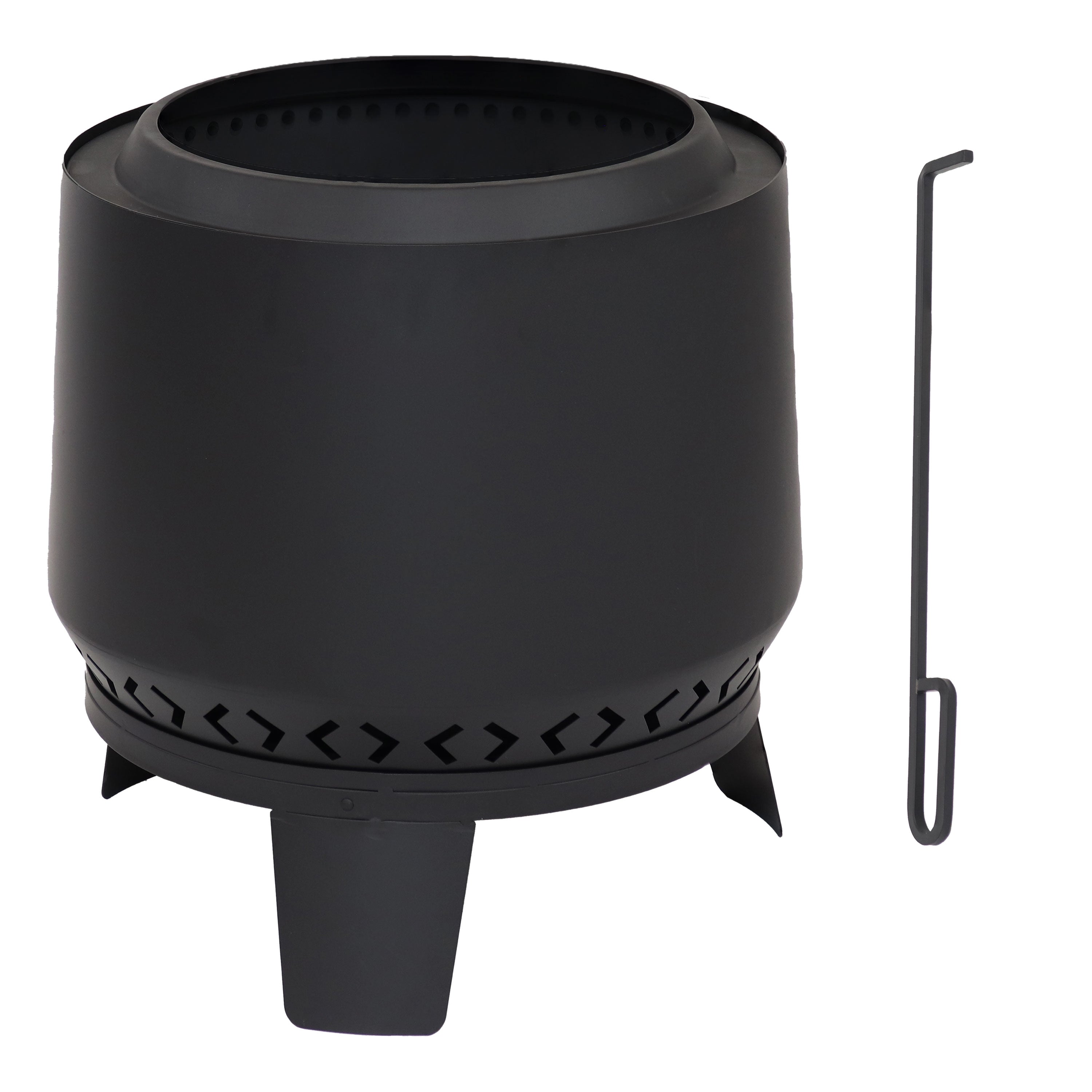 Sunnydaze Arrow Motif Black Steel Smokeless Fire Pit with Cover - 21 Inch Outdoor Fire Bowl for Backyard, Patio, Camping & Garden Gatherings
