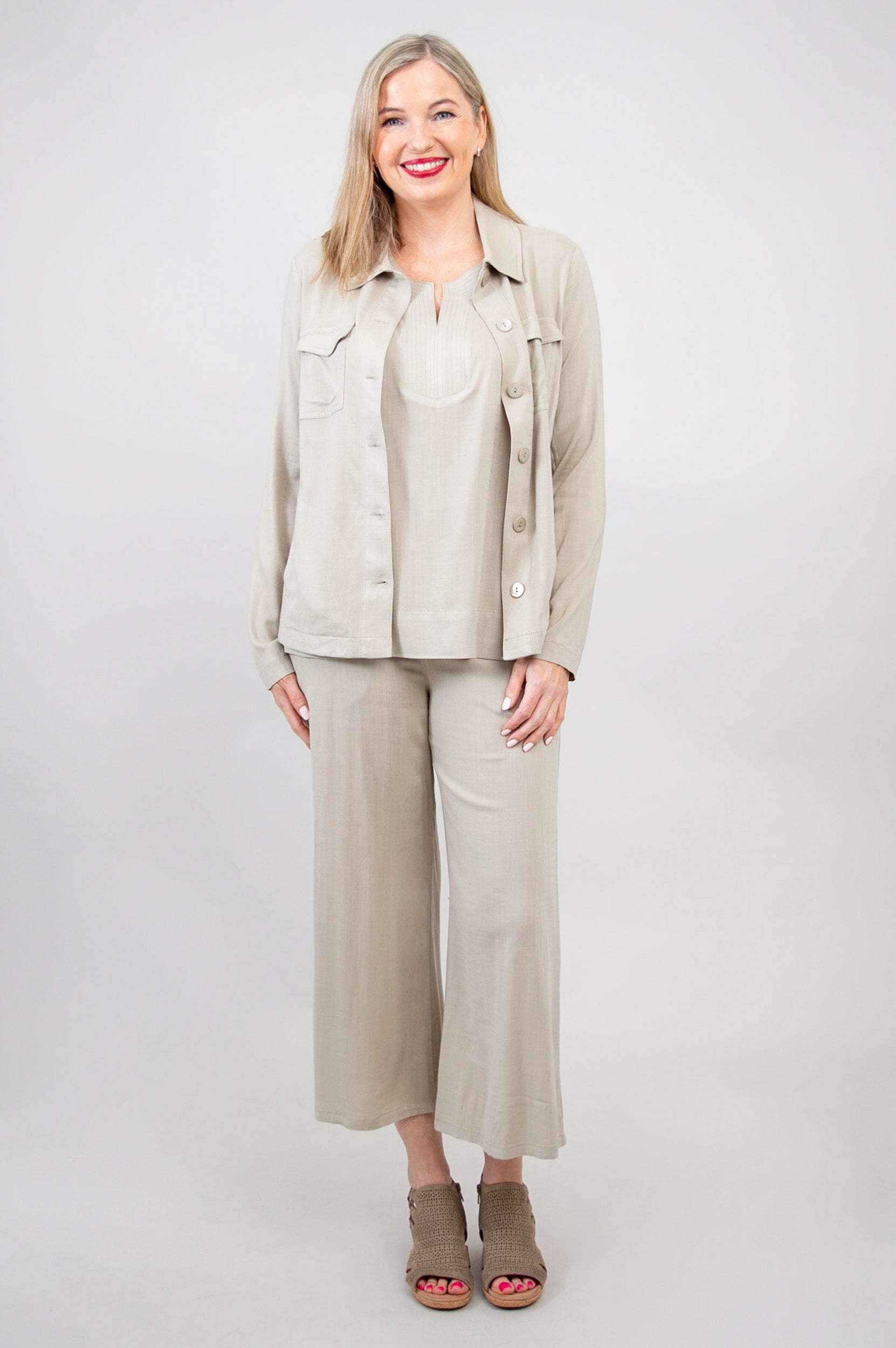 Lauren Jacket Women's Lightweight Linen Bamboo Blend Sand Color - Perfect for Spring & Summer Outfits, Casual Wear, and Travel
