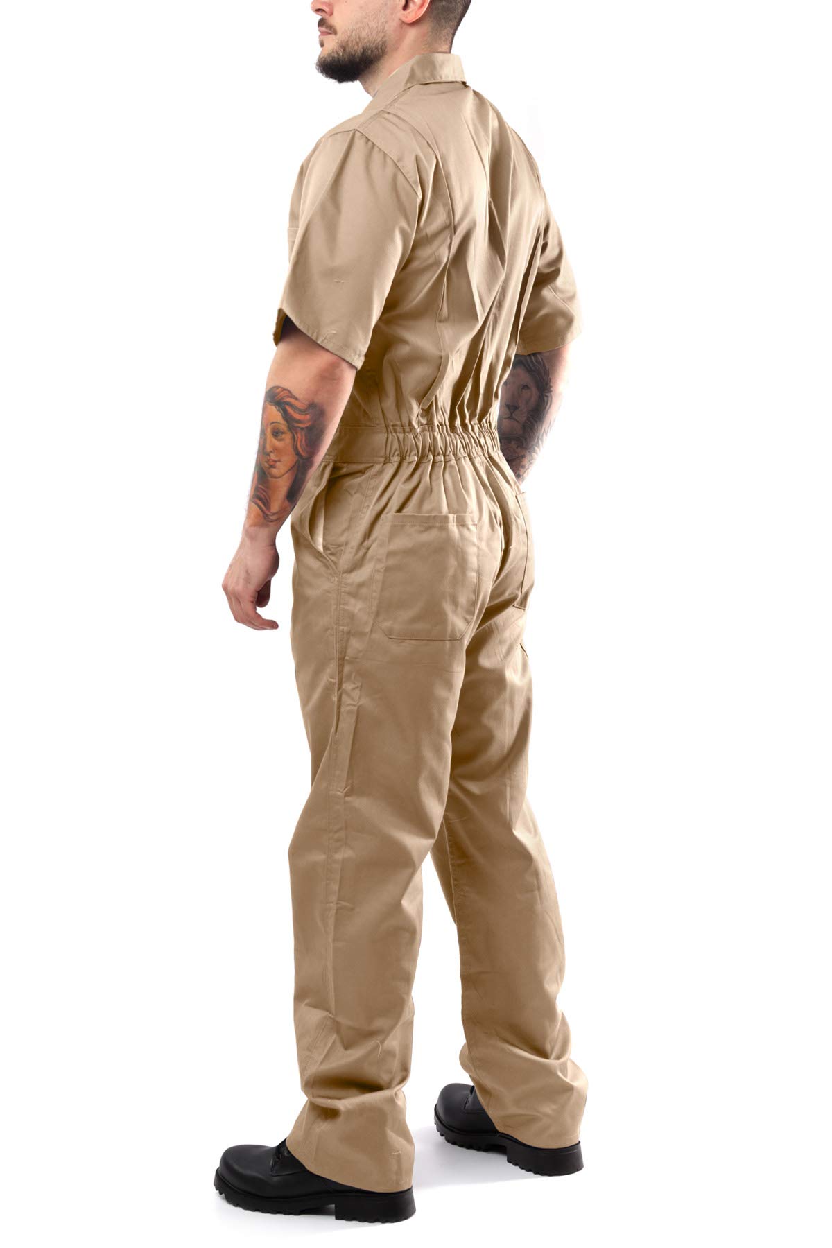 Kolossus Men's Short Sleeve Work Coveralls - Durable Blended Fabric Jumpsuit for Construction, Mechanics & DIY Projects