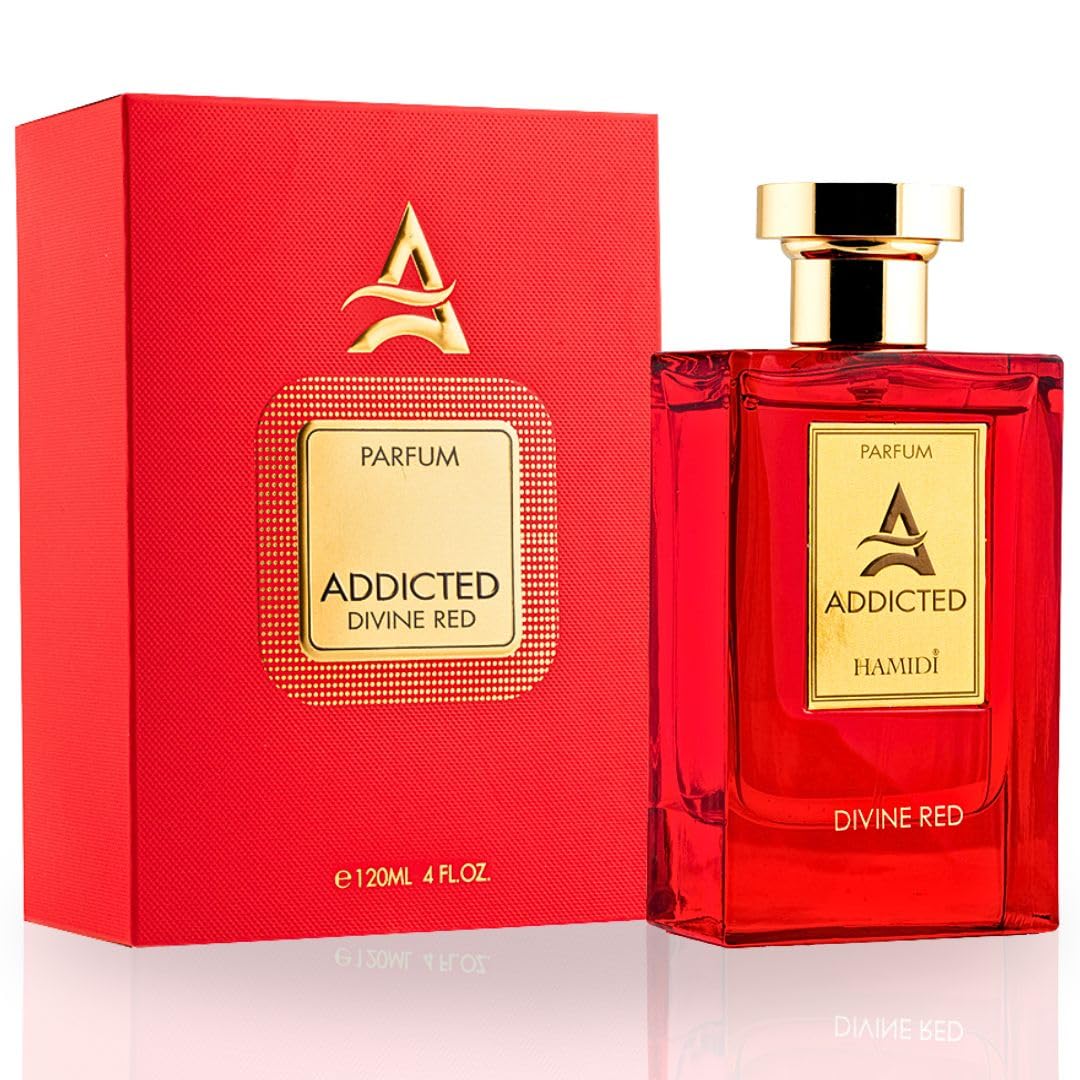 Hamidi ADDICTED DIVINE RED Unisex Perfume for Women & Men - 120ML (4 OZ) Long Lasting Eau de Parfum, Refreshing Fragrance for Day & Night Wear - Perfect for Work, Date Night & Special Occasions