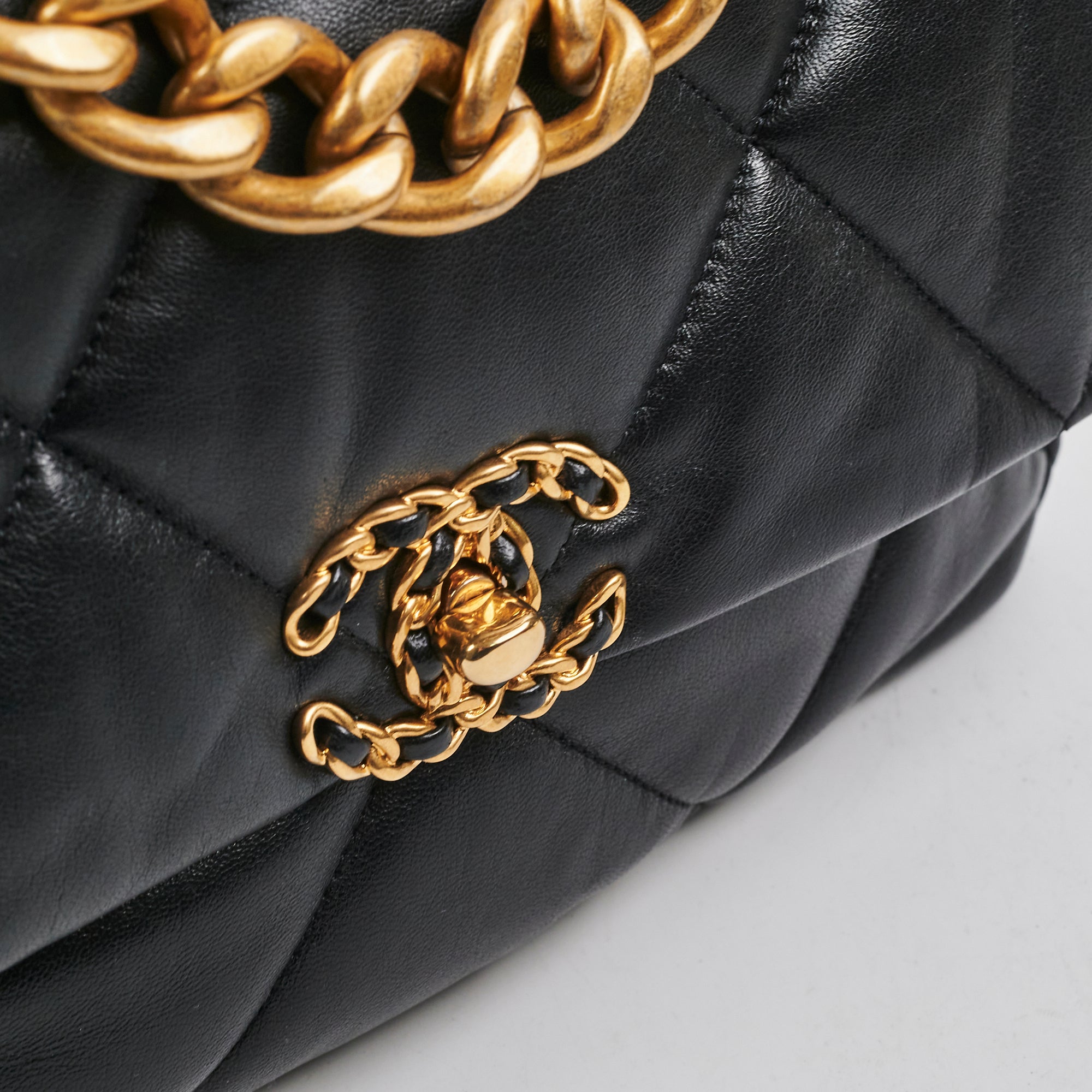 Chanel 19 Medium Flap Bag - Genuine Black Goatskin Leather Luxury Handbag for Women | Perfect for Evening Events, Date Nights & Special Occasions