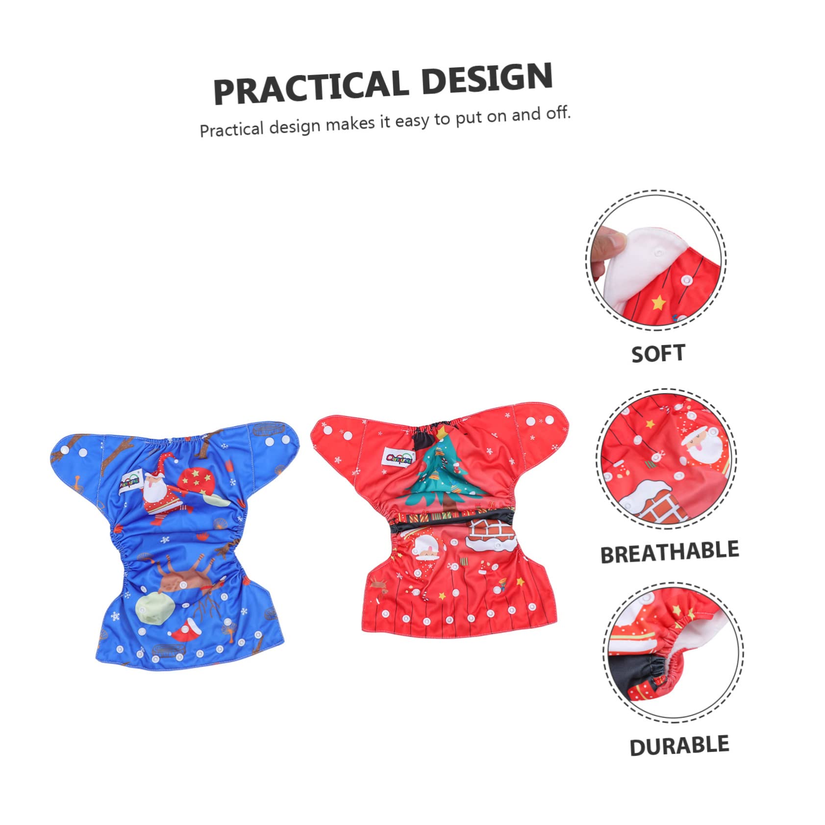 16 Pcs Washable Christmas Cloth Diapers - Soft Brushed Lining Swim Diaper Pants for Newborns & Babies | Holiday Outfit & Cloud Plush Toy Gift Set | Perfect for Holiday Photos, Swimming & Everyday Use