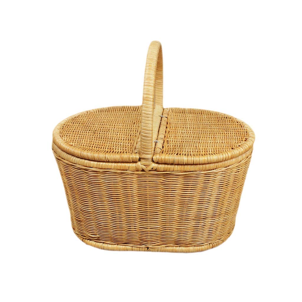 Insulated Cooler Bag for Picnic, Camping & Outdoor Activities - Portable Rattan Picnic Basket with Creative Storage Design - Perfect for Beach Trips, Tailgating, Grocery Shopping & Gift Giving