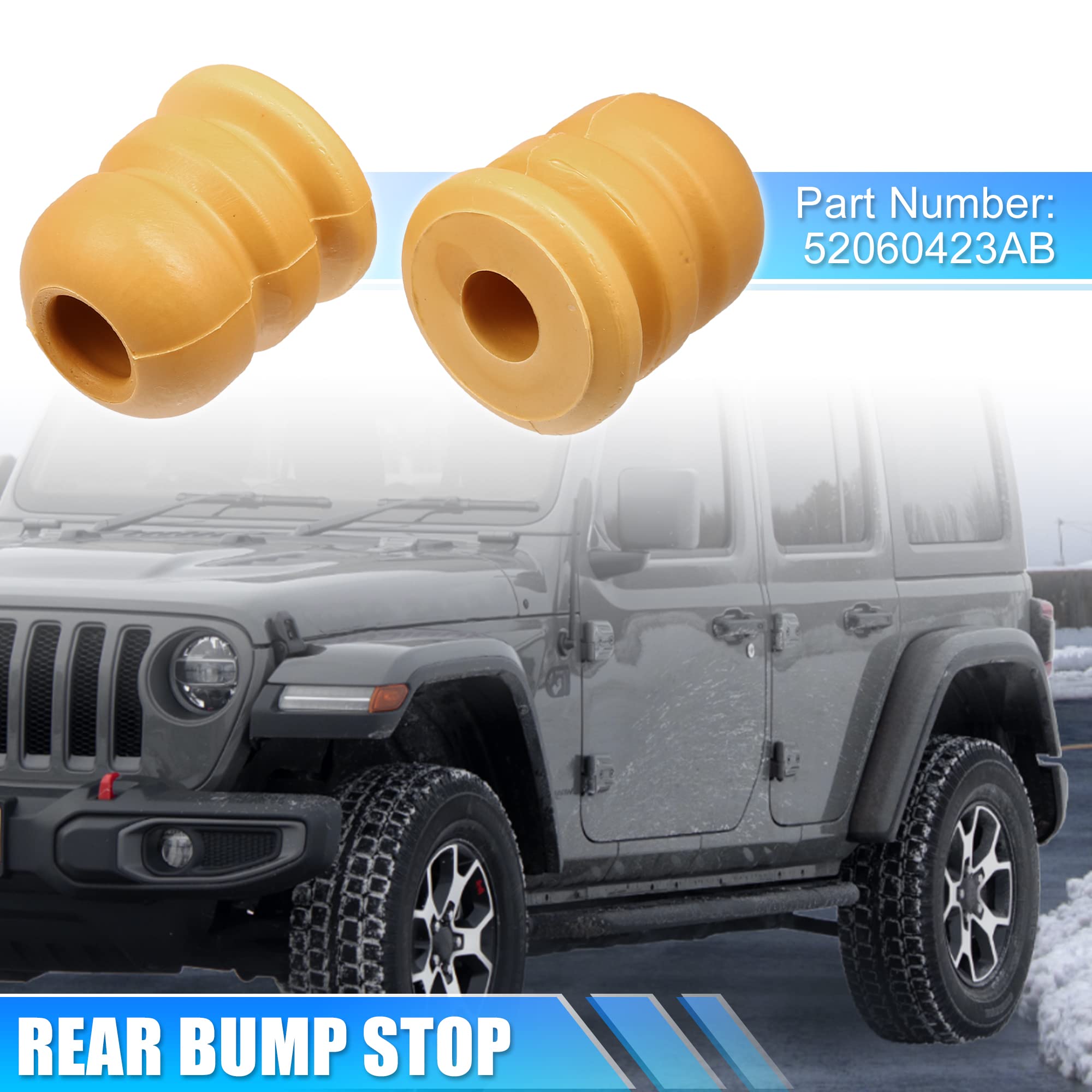 X AUTOHAUX 52060423AB Rear Bump Stop Jounce Bumper Set for Jeep Wrangler 2007-2018 - LH/RH Pair, Black (Pack of 2) - Improves Ride Comfort & Protects Suspension on Off-Road Adventures