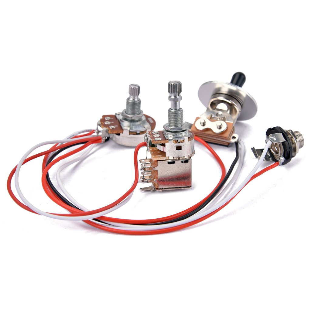 Alnicov Electric Guitar Wiring Harness Kit - Prewired 3-Way Toggle Switch with 1 Volume & 1 Tone Control, 500K Potentiometer & Output Jack - Perfect for DIY Guitar Upgrades & Repairs