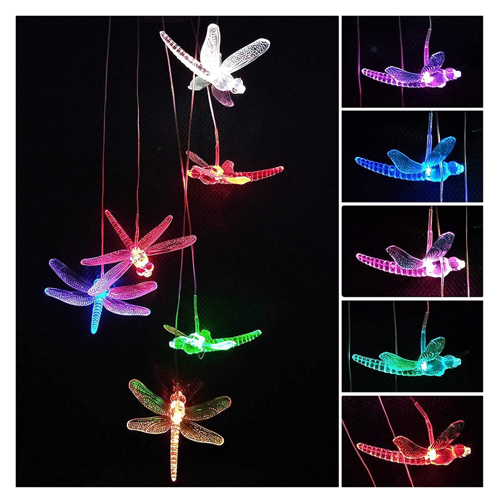 Solar Powered LED Dragonfly Wind Chimes with Multicolor Lights - Outdoor Garden Decor, Hanging Lamp for Patio, Yard & Home Decoration - Perfect for Relaxing Evenings & Special Occasions