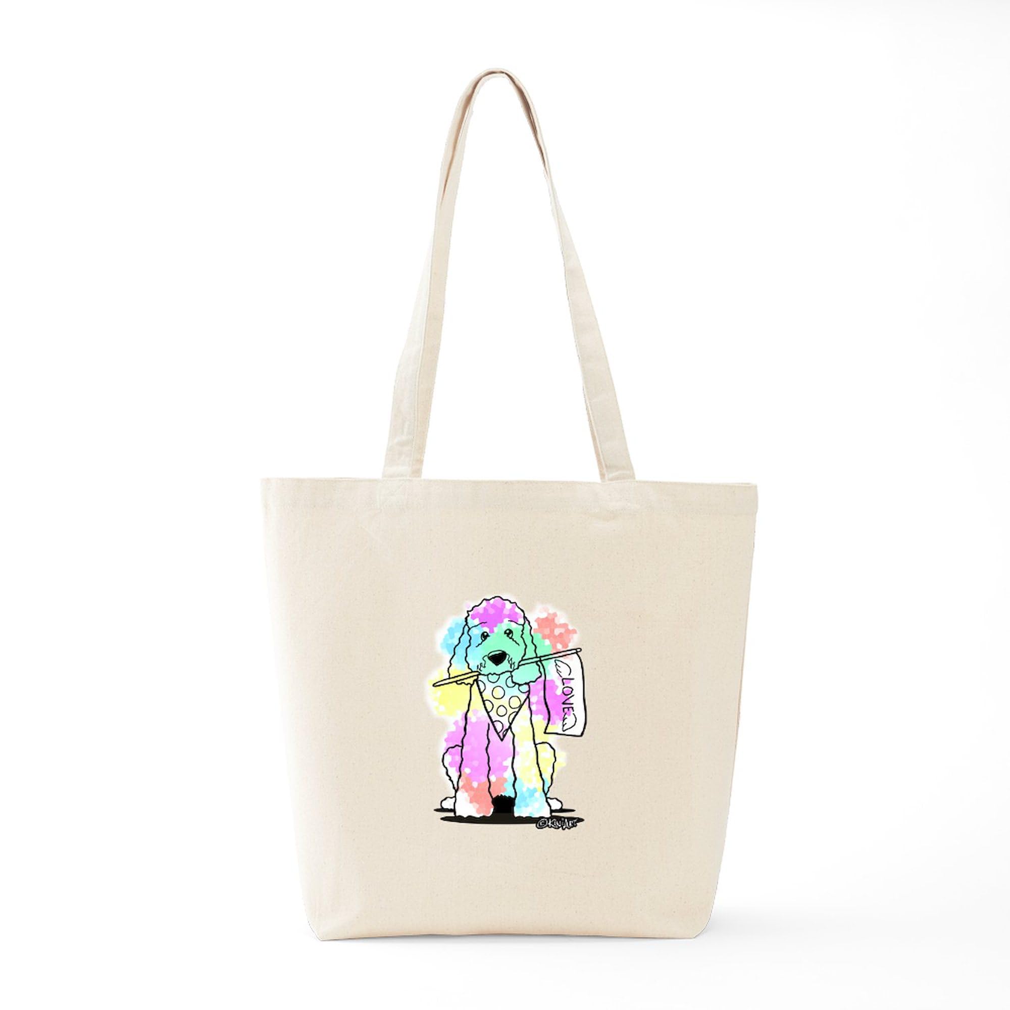 CafePress Snowcone Splash Doodle Dog Tote Bag - Natural Canvas Reusable Shopping Bag for Groceries, Beach & Everyday Use