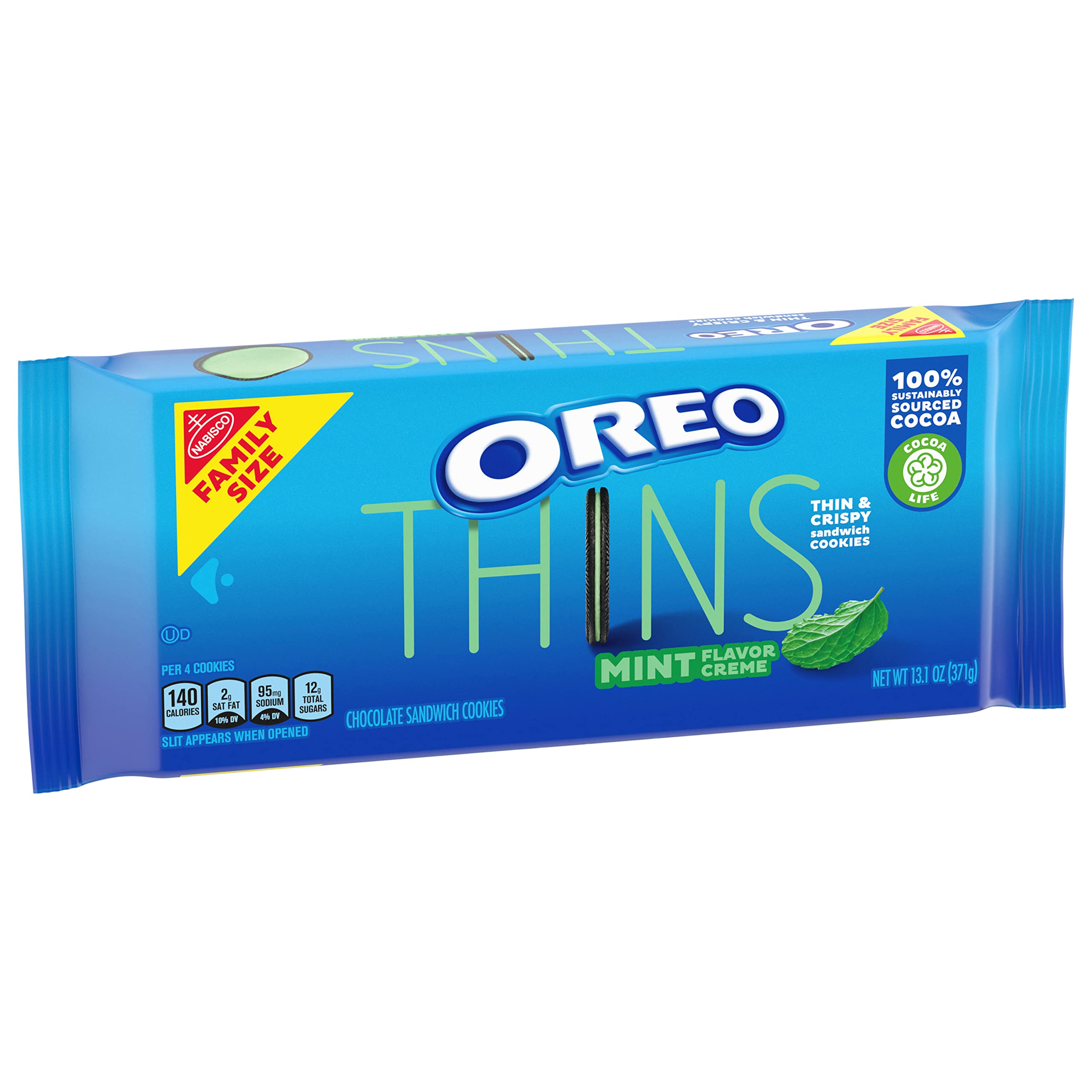 OREO Thins Mint Creme Chocolate Sandwich Cookies, Family Size Pack of 12 (13.1 oz Each) - Perfect for Parties, Snacking & Gift Giving
