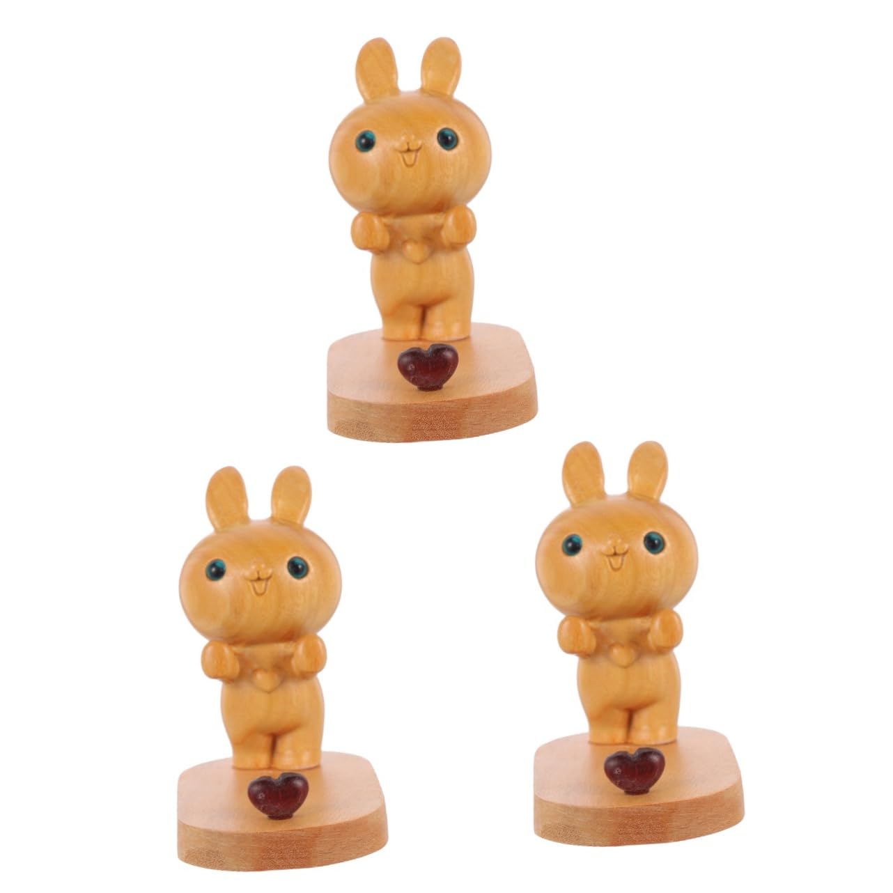 3-Pack Wooden Rabbit-Shaped Phone Stand - Portable Desktop Cell Phone Holder for Home, Office, and Travel Use