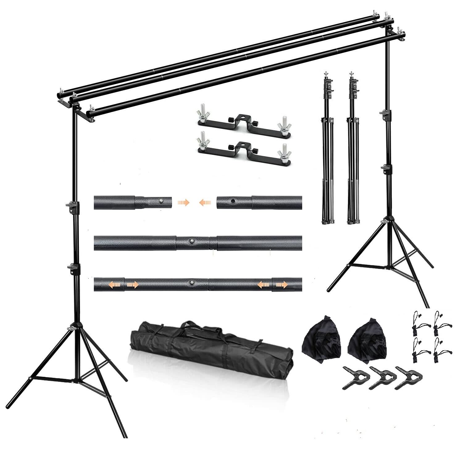 Heavy Duty Backdrop Stand Kit for YouTube, Wedding & Live Streaming - Durable Studio Support