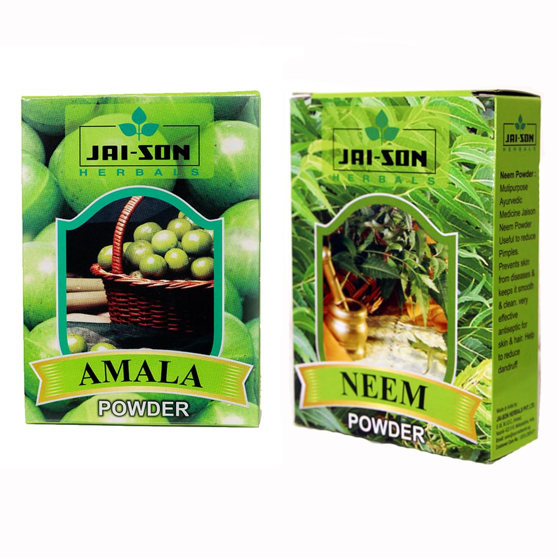 Jai-Son Herbals Neem & Amla Powder - Natural Face Pack for Acne & Pimples, Hair Pack for Dry Frizzy Hair | 100g x 3 Pack | Organic Skin Cleanser & Hair Treatment for Glowing Skin & Healthy Hair | Perfect for Daily Skincare & Haircare Routine