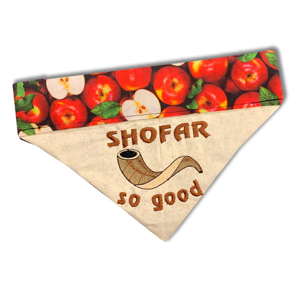 Shofar So Good Dog Bandana - Embroidered Rosh Hashanah Pet Bandana for Small to Medium Dogs | Over-the-Collar Design for Jewish Holiday Celebrations & Daily Walks