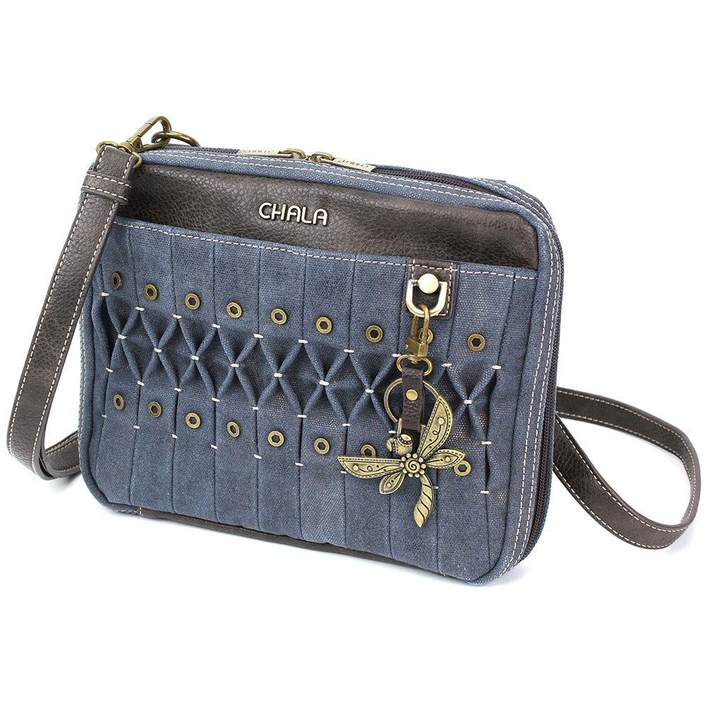 Chala Origami Xbody Crossbody Bag with Metal Keychain - Dragonfly Blue | Stylish & Lightweight Shoulder Purse for Women, Perfect for Travel, Shopping & Everyday Use