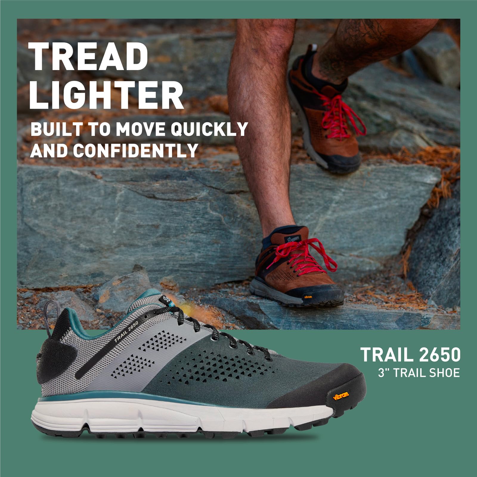 Danner Trail 2650 Men's Hiking Shoes - Lightweight Breathable Suede & Textile with Ortholite Footbed, Vibram Outsole for Outdoor Trekking & Backpacking Adventures