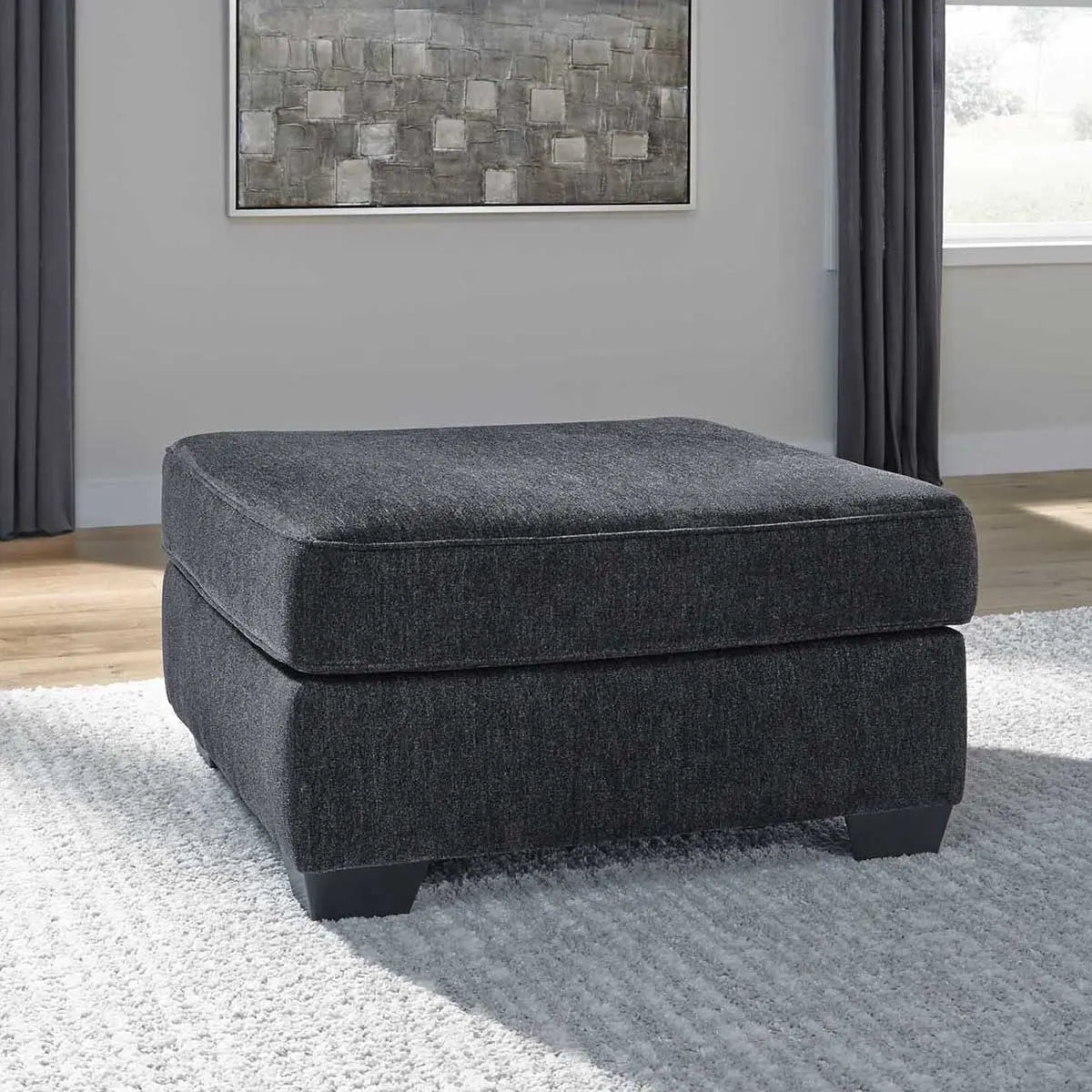Altari Oversized Accent Ottoman in Slate - Large Round Storage Pouf with Removable Cover - Perfect for Living Room, Bedroom, or Nursery Decor