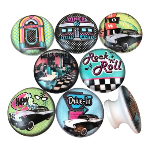 Vintage 50's Diner Style Wooden Cabinet Knobs - Set of 8 (1.5