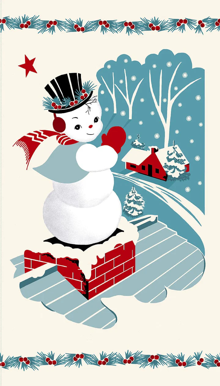 Buttermilk Basin Snowman Panel Fabric - Winter in Snowtown Quilting Cotton for Holiday Decor & DIY Crafts - Perfect for Christmas Table Runners, Tree Skirts, and Cozy Home Decor