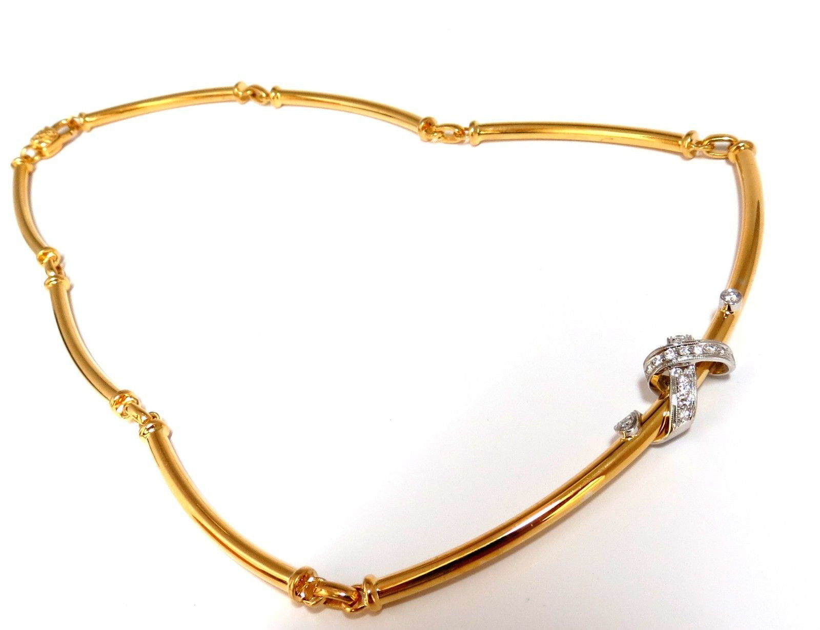 36CT Natural Diamonds 3D X Wrap Tubular Hinge Link Necklace in 18KT Gold - Elegant Jewelry for Weddings, Parties & Special Occasions