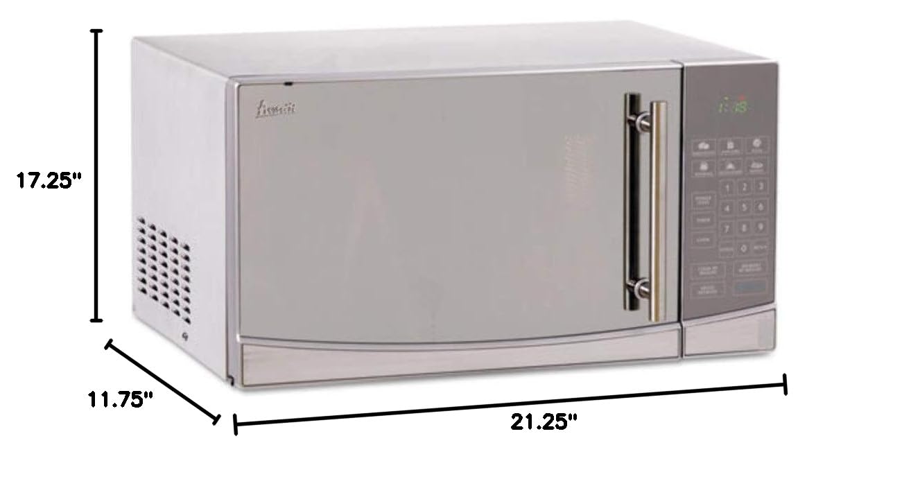 Avanti MO1108SST 1000W Stainless Steel Countertop Microwave Oven - Fast Heating, Space-Saving Design for Small Kitchens, Dorms & Offices