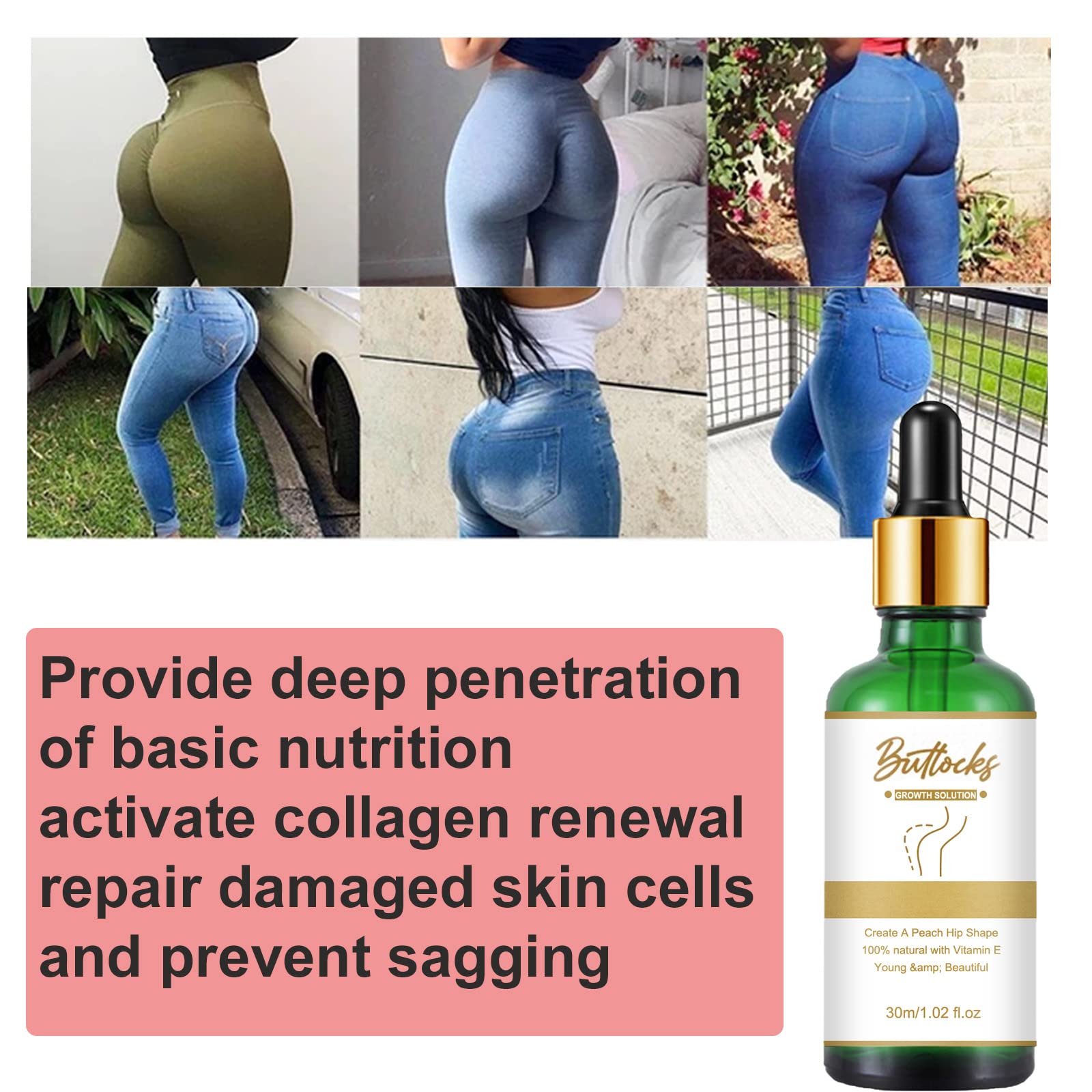 **Hip Lift Firming Essential Oil for Women - Butt Enhancement & Cellulite Reduction (2 Pack) - Natural Skin Tightening for Postpartum & Fitness Recovery**