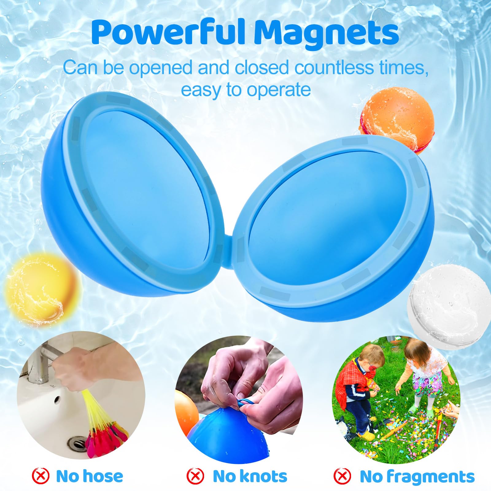 12 Pack Reusable Silicone Water Bombs - Self-Sealing Quick Fill Water Balloons for Kids & Adults - Perfect for Backyard Games, Pool Parties, Beach Fun and Summer Water Fights