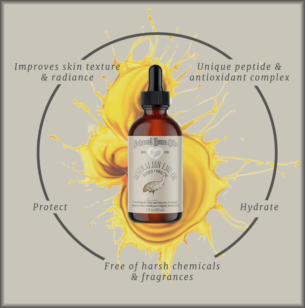 Pure Australian Emu Oil - 1 Gallon, 100% Refined, Nutrient-Rich for Deep Skin Hydration & Hair Growth | Natural Remedy for Dry Skin, Eczema & Split Ends | Best for Massage Therapy, Aromatherapy & DIY Beauty Products | Perfect for Home Spa, Skin Care Routine & Natural Hair Treatment