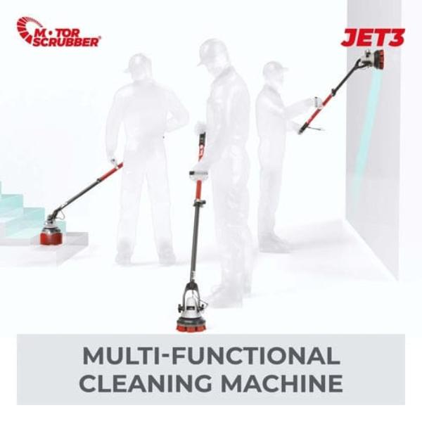 MotorScrubber Jet3 Cordless Long Handle Floor Scrubber - Powerful Electric Spin Scrubber for Tile, Grout, Bathroom & Kitchen Cleaning - Perfect for Hard Floors, Showers, and Pet Areas